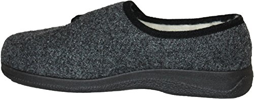 Intermax Zapatillas de estar por casa de fieltro de media altura para hombre, con cierre de velcro y forro de lana virgen, color antracita, antracita, 44 EU