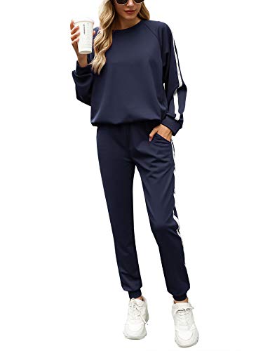 Irevial Conjunto Deporte Mujer, Chándal Mujer Completo 2 Piezas, Ropa Manga Larga de Casa Casual de Otoño Invierno, Conjunto Deportivo, Yoga, Fitness Mujer