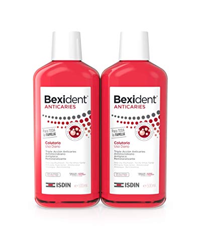 ISDIN Bexident Anticaries Colutorio, Uso Diario, Triple acción anticaries, Para toda la familia 2 x 500 ml