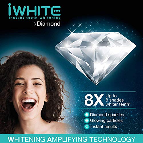 iWhite Diamond Kit de blanqueamiento dental instantáneo - Tecnología de amplificación de blanqueamiento - Hasta 8 tonos más blancos - 10 bandejas precargadas - Blanqueamiento dental profesional