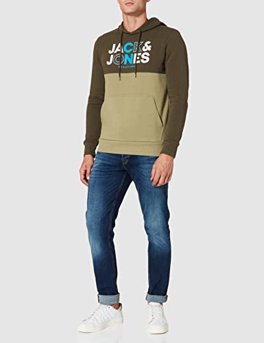 Jack & Jones JCOSTEVE Sweat Hood FST Sudadera con Capucha, Forest Night, L para Hombre