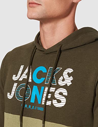 Jack & Jones JCOSTEVE Sweat Hood FST Sudadera con Capucha, Forest Night, L para Hombre