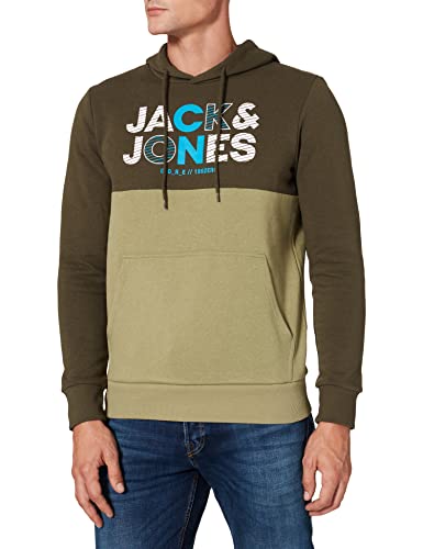 Jack & Jones JCOSTEVE Sweat Hood FST Sudadera con Capucha, Forest Night, L para Hombre