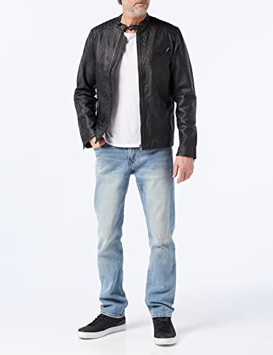 Jack & Jones Jjejoel Noos-Chaqueta de Piel, Negro, L para Hombre