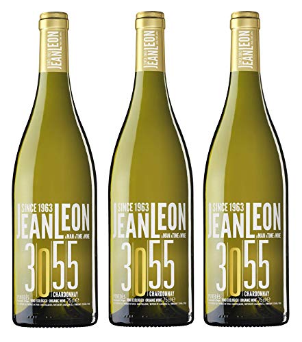 Jean Leon 3055 Chardonnay, Vino Blanco Ecológico - 3 botellas de 75 cl, Total: 2250 ml