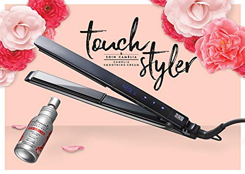 Jean Louis David Touch Styler - Plancha de Pelo Profesional con Pantalla Táctil, Revestimiento de Cerámica, para Todo Tipo de Cabello, 2 en 1 Liso y Ondulado, Temperatura de 130 ° a 230 ° - Negro