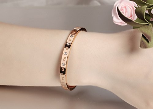 JewelryWe Juego de Pulsera con Reloj Oro Rosa, Moda Reloj de Diamantes Brillantes con Pulsera,Regalos dias de Madre