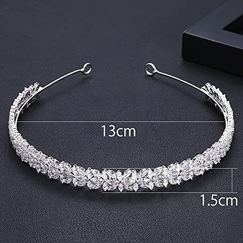 JJSNN Diadema Nupcial Cristal LADRES Boda TOUROS con Cubo Zircon Venta al por Mayor Accesorios para el Cabello Nupcial Tocado TIERDAL Pelo Tiaras (Main Stone Color : White)