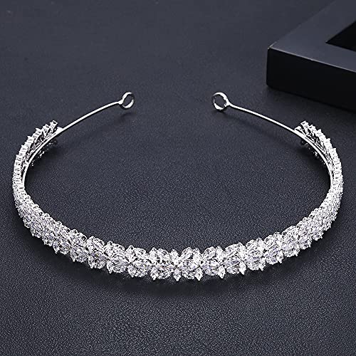 JJSNN Diadema Nupcial Cristal LADRES Boda TOUROS con Cubo Zircon Venta al por Mayor Accesorios para el Cabello Nupcial Tocado TIERDAL Pelo Tiaras (Main Stone Color : White)