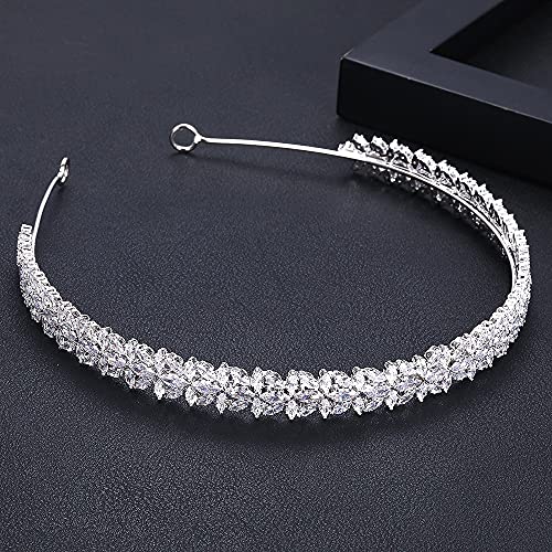 JJSNN Diadema Nupcial Cristal LADRES Boda TOUROS con Cubo Zircon Venta al por Mayor Accesorios para el Cabello Nupcial Tocado TIERDAL Pelo Tiaras (Main Stone Color : White)