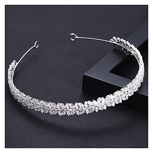 JJSNN Diadema Nupcial Cristal LADRES Boda TOUROS con Cubo Zircon Venta al por Mayor Accesorios para el Cabello Nupcial Tocado TIERDAL Pelo Tiaras (Main Stone Color : White)