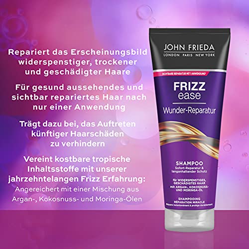 John Frieda Frizz Ease Wunderder - Champú reparador (250 ml) - Reparación inmediata, suavidad y protección duradera