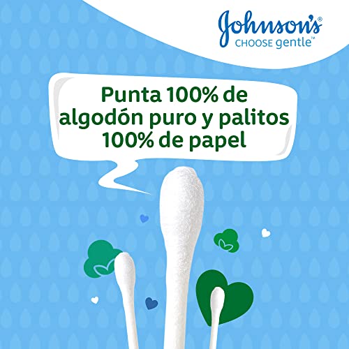 Johnson's Baby Bastoncillos para Bebé con extremos de algodón 100% puro - 1 x 200 bastoncillos