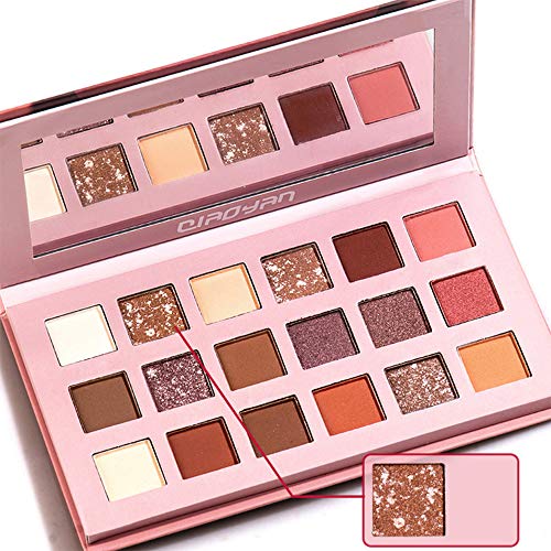 Jooayou Paleta de sombras de ojos, paletas de maquillaje prensadas con brillo brillante, 18 colores