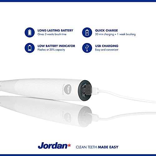 Jordan ® | Cepillo de dientes eléctrico | Cepillo de dientes eléctrico recargable, carga rápida, batería de larga duración, sensor de presión, 2 modos de velocidad | Incluye estuche de viaje | Rosa