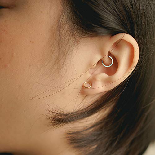 JSDDE Pendiente de acero quirúrgico con ópalo 16 Ga, para septum, tragus, hélix, oreja, nariz, labio, aro, 8-10 mm, Acero inoxidable Cristal, Opal,