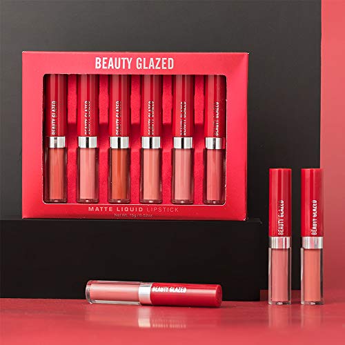 Juego de lápiz labial mate, 6 uds., Lápiz labial líquido, resistente al agua, brillo de labios de larga duración, taza antiadherente, humectante desnudo, lápiz labial suave, maquillaje