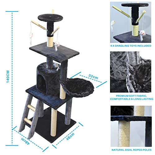 JUSTOP LoCaSo - Árbol para Gatos con rascador para el Centro de Actividades de Escalada y de sisal