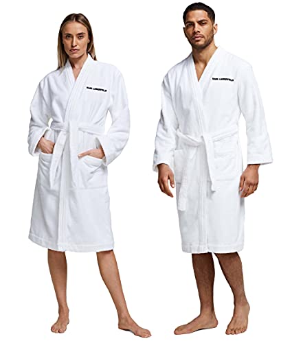 KARL LAGERFELD Logo Bath Robe Túnica, Blanco, L Unisex Adulto