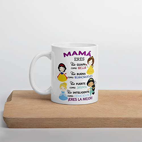 Kembilove. Taza de Café para Mamá con Frases Graciosas y Originales Mamá Eres Tan Guapa como Bella – Taza de Desayuno para Regalar el día del Madre – Tazas de Café para Madres y Abuelas