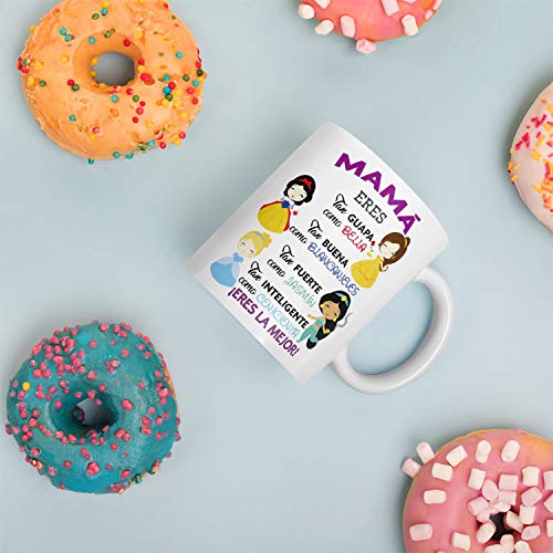 Kembilove. Taza de Café para Mamá con Frases Graciosas y Originales Mamá Eres Tan Guapa como Bella – Taza de Desayuno para Regalar el día del Madre – Tazas de Café para Madres y Abuelas