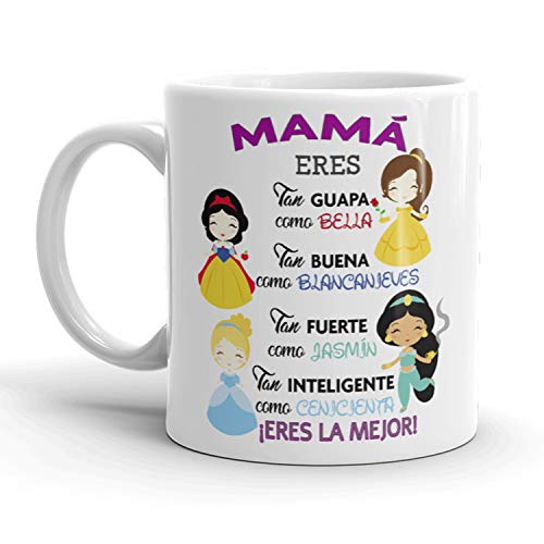 Kembilove. Taza de Café para Mamá con Frases Graciosas y Originales Mamá Eres Tan Guapa como Bella – Taza de Desayuno para Regalar el día del Madre – Tazas de Café para Madres y Abuelas