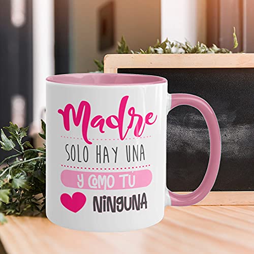 Kembilove Taza regalo día de la madre – Tazas Desayuno para Mamá con Mensaje Madre solo hay una y como tú ninguna – Tazas originales – Regalo para madres