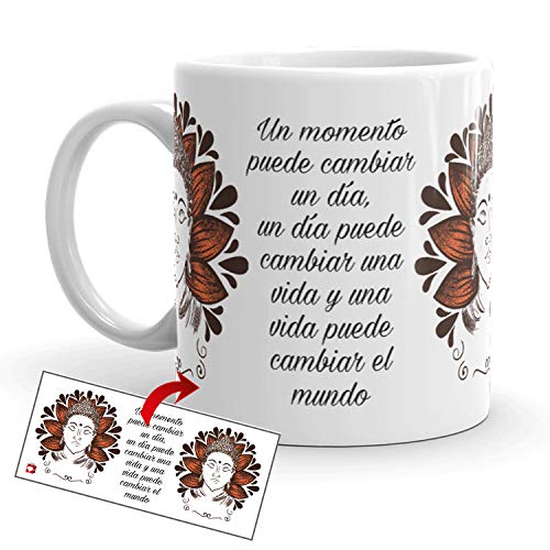 Kembilove Tazas de café diseño de Yoga – Taza de café inspiradora en Buda y Mensaje – Taza de Cerámica Duradera con Diseño Espiritual – Tazas Coloridas para Té y Café – Tazas de 350 ml