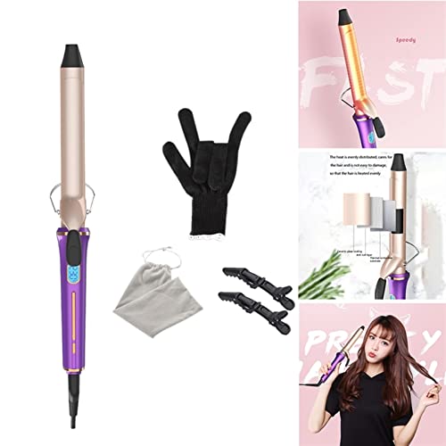 kerryshop Plancha rizadora Curling Iron Professional Curling Wand Set de Cabello Curler de Pelo Cerámica Curling Varita con Clips de Guante Cerámica Barriles Curiador de Pelo Herramientas para rizar