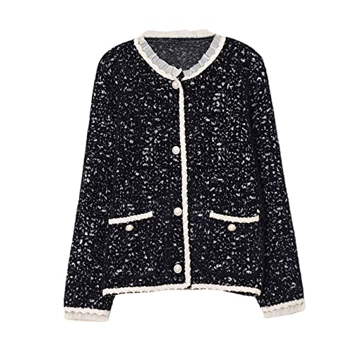 KeYIlowys SuéTer Exterior Primavera Y OtoñO Top Grueso Fragancia PequeñA Principios De OtoñO CáRdigan De Punto Chaqueta Corta para Mujer