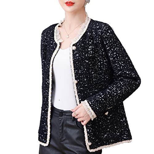 KeYIlowys SuéTer Exterior Primavera Y OtoñO Top Grueso Fragancia PequeñA Principios De OtoñO CáRdigan De Punto Chaqueta Corta para Mujer