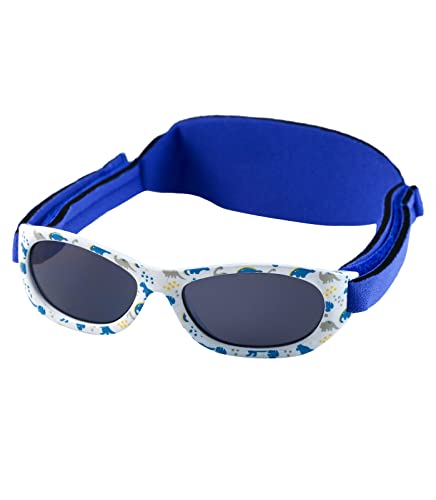 Kiddus Gafas de sol Baby para bebés NIÑOS chicos, desde 0 meses a 2 años, 100% protección UV, MUY CÓMODAS gracias a la SUAVE banda ajustable, el regalo ideal para recién nacidos. (Dino)