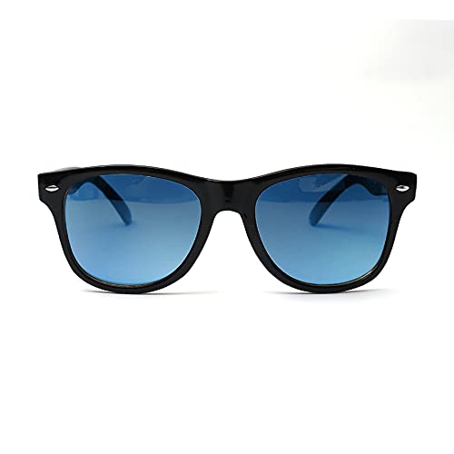 Kiddus Gafas de Sol POLARIZADAS para niña niño chica chico. UV400 Protección 100% contra rayos ultravioleta. A partir de 6 años. RESISTENTES a los golpes. Negras con lentes azules