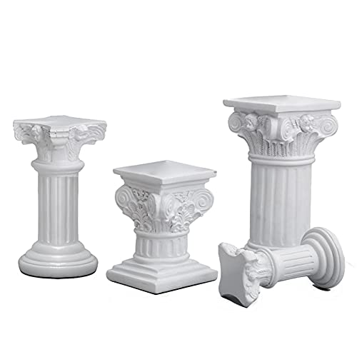 KMDJ 11,5 CM Pedestal de Columna Romana - Accesorios de decoración de Pilar Romano de Resina - Estatuilla de Soporte de Pedestal de Pilar Romano - Decoración de Fiesta de cumpleaños de Boda