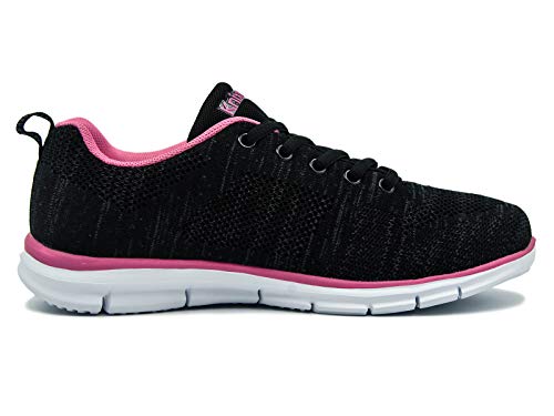 Knixmax-Zapatillas Deportivas para Mujer Zapatillas de Running Fitness Sneakers Zapatos de Correr Aire Libre Deportes Casual Zapatillas Ligeras para Correr Transpirable Negro Rosa 40EU