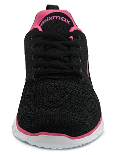 Knixmax-Zapatillas Deportivas para Mujer Zapatillas de Running Fitness Sneakers Zapatos de Correr Aire Libre Deportes Casual Zapatillas Ligeras para Correr Transpirable Negro Rosa 40EU