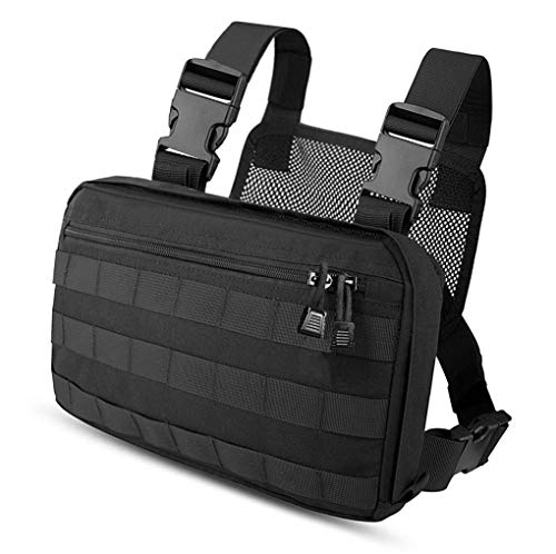 Kyrio Tactical Chest Rig Molle Radio Soporte para arnés de Pecho Chaleco de Funda para Radio bidireccional Walkie Talkies Negro