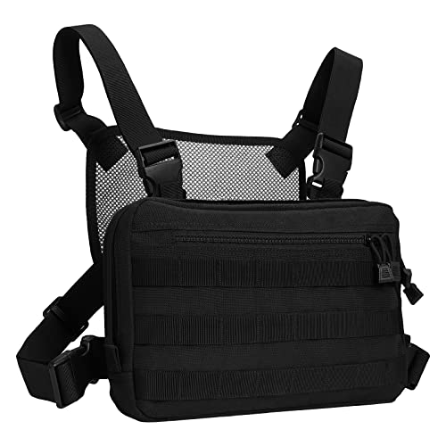 Kyrio Tactical Chest Rig Molle Radio Soporte para arnés de Pecho Chaleco de Funda para Radio bidireccional Walkie Talkies Negro