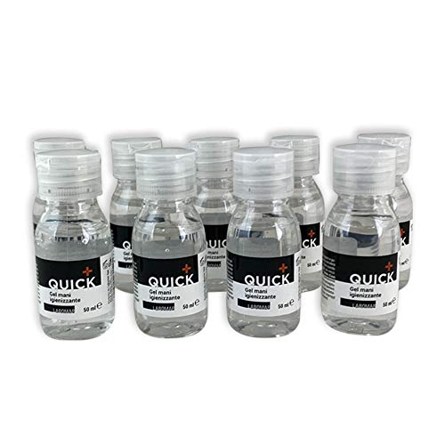 LABOMAR - Set de 9 Paquetes de Gel Desinfectante de Manos Quick 50 ml, Base Alcohólica, Sin Enjuague, Fragante, Tamaño de Bolsillo