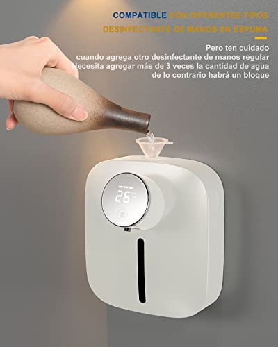 LAND CAST Dispensador Automático de Jabón, 320ML Dosificador Jabón Inteligente Sensor de Movimiento por Infrarrojo, Dispensador Gel de Baño USB Recargable para Hogar, Oficina, Baño, Hotel (Blanco)