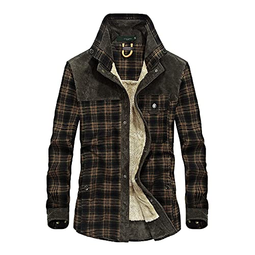 LAOSU Chaqueta de manga larga para hombre, talla grande, informal, de algodón y reverso, abrigo de invierno para hombre, cálido y cómodo. Marca Coat de forro polar con botones, 03-Army Green, XXXL