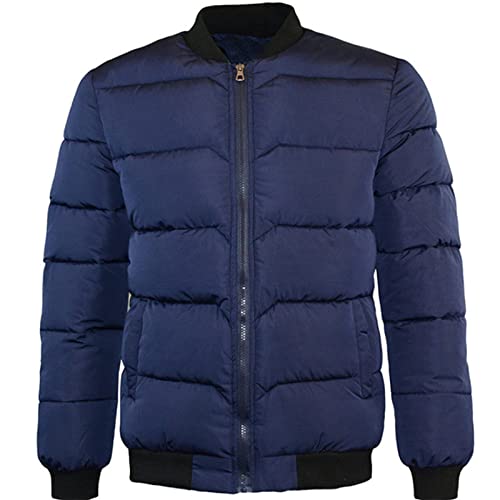 LAOSU Chaqueta de plumón caliente para hombre, de invierno, con cremallera y cuello alto, talla grande, con forro polar, para hombre, cómoda, informal, marca clásica, acabado de color liso