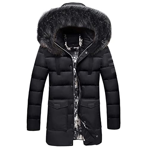 LAOSU Chaqueta de plumón de invierno para hombre cálida. Chaqueta de manga larga. Marca clásica. Chaqueta acolchada con capucha de piel sintética