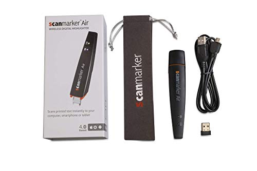 Lápiz Escáner Scanmarker Air - Lector y destacador OCR Digital - Inalámbrico - Compatible con Mac Win iOS Android (Negro, Scanmarker Air)