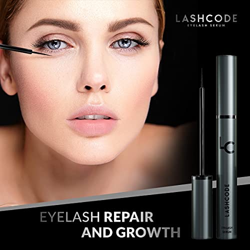 Lashcode Eyelash Serum - sérum para un crecimiento más rápido de las pestañas y las cejas, efecto nutritivo, hidratante y densificador, 5 ml