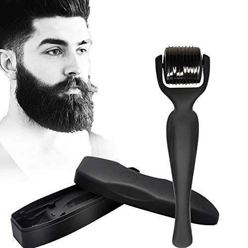 LATTCURE Microneedling Roller Microneedle Beard, Needeling Derma Roller, 0,5 mm, microagujas de aleación de titanio para el crecimiento de la barba, que le da una barba sexy (negro)