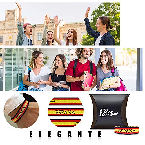 LEGADO Pulsera España Hombre Tela Pulsera Hombre España Pulsera de Tela españa Pulsera Bandera españa Hombre Pulsera Mujer España Pulsera españa Tela (4 Piezas)