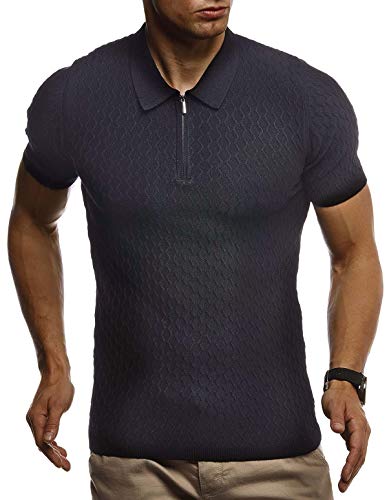 Leif Nelson Camiseta para Hombre del Polo de Verano LN-7315 Negro Small