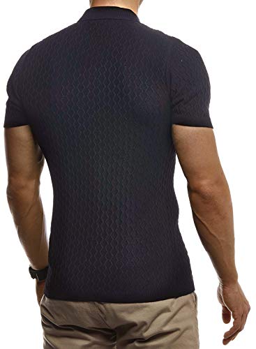 Leif Nelson Camiseta para Hombre del Polo de Verano LN-7315 Negro Small