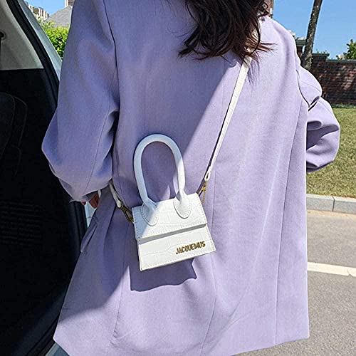 LEOCEE Jacquemus Mini monederos y bolsos para mujer Bolso cruzado de marca famosa Totes Bolsos de mano de diseñador de lujo Patrón de cocodrilo-Purple_Stone_Pattern_in_Pearl